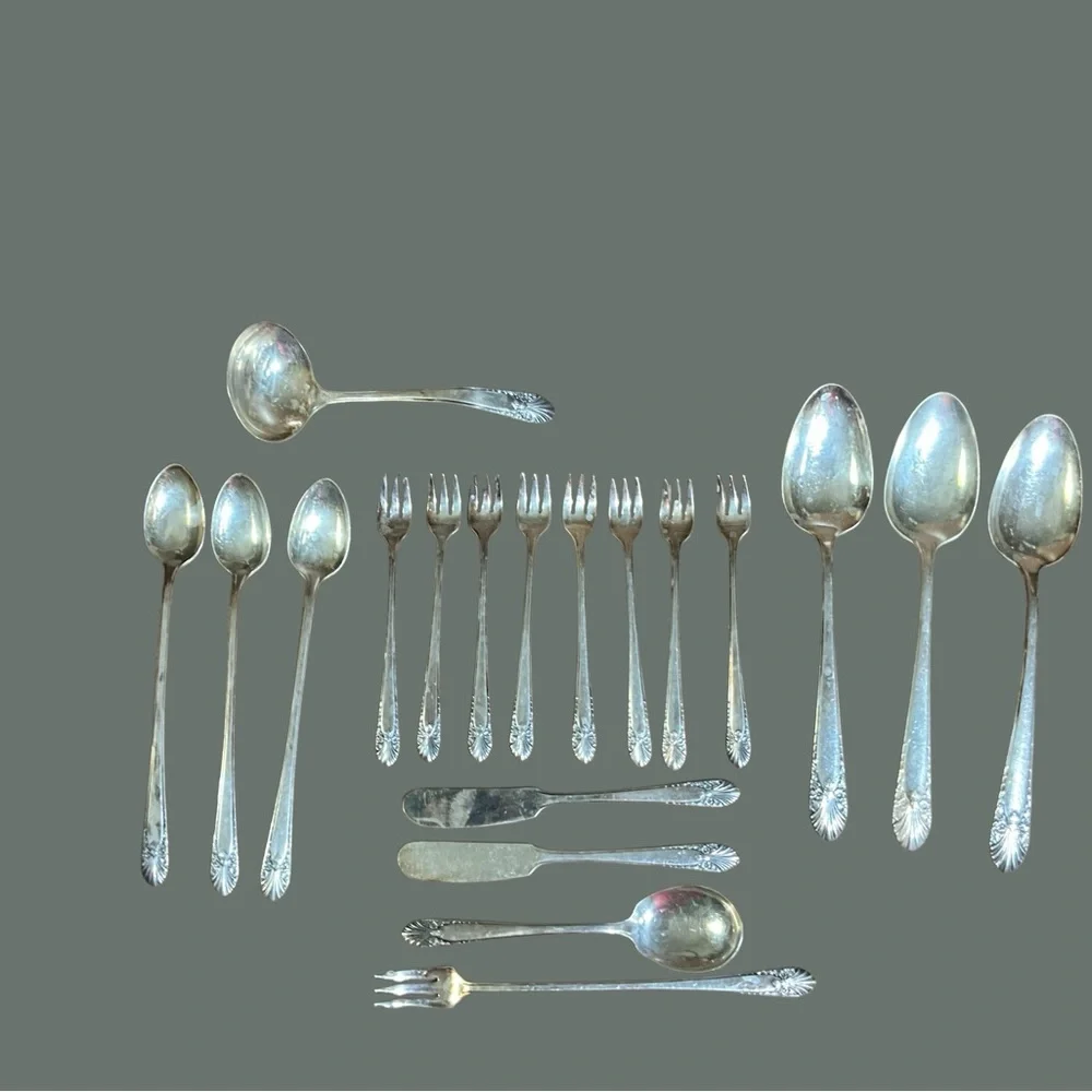 Crown Silver Plate Accessory Pieces Nineteen in Total Vintage